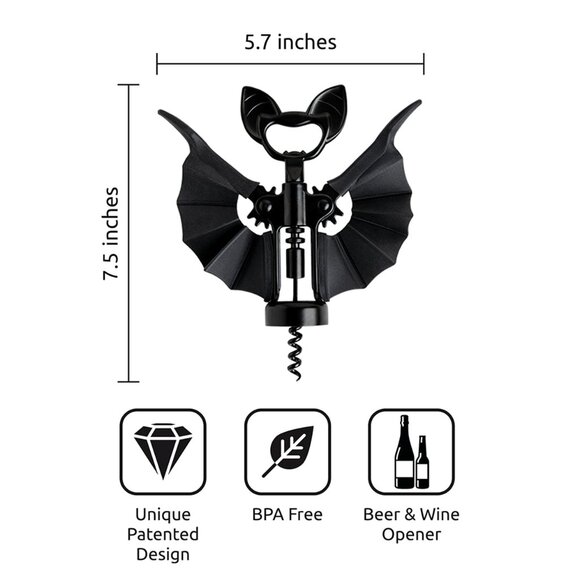 OTOTO Vino Bat 2-in-1 Wine & Beer Opener, Corkscrew & Bottle Opener - NEW IN BOX - Picture 4 of 5